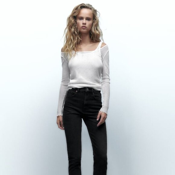 New Zara Women's COMFORT MOM-FIT TRF JEANS  HIGH RISE - ANKLE LENGTH Black - Picture 1 of 10